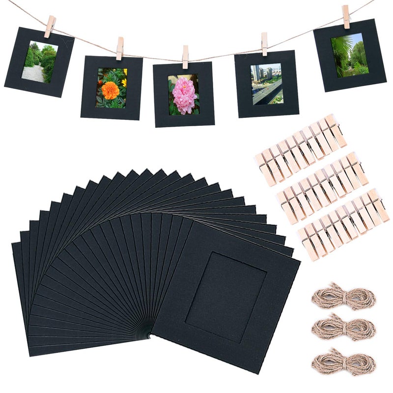 Sunmns Wall Decor Hanging Display Paper Photo Frame Set Compatible with Fujifilm Instax Mini 11 9 8 70 90 26 Camera Films, Mini Link Printer, 30 Piece (Black) - Image 2